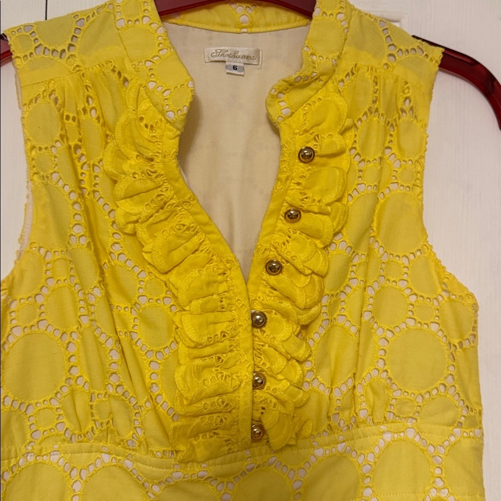 Shoshanna Yellow Circle Eyelet Dress - Picture 7 of 8